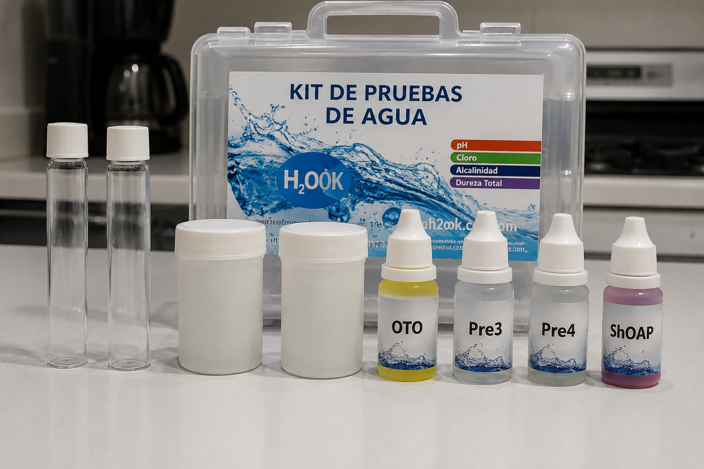 Kit profesional de pruebas de agua .